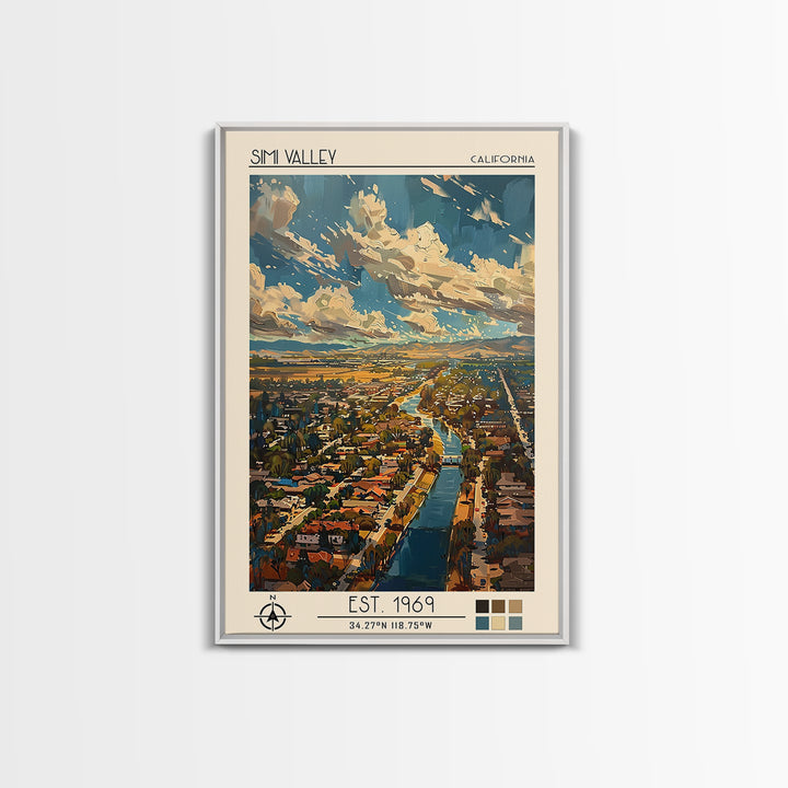 Simi Valley Travel Poster, Framed Canvas Print, City Art Print, Travel Wall Art, Living Room Wall Art, Retro Travel Poster, Wall Art