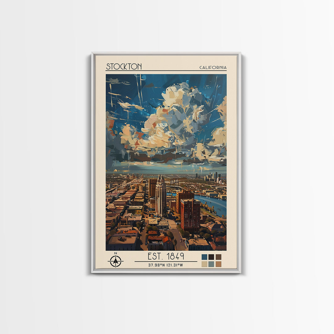 Stockton Travel Poster, Canvas Print, Travel Art Print, Modern Wall Decor, Travel Prints, City Wall Art, Landscape Art, Travel Decor