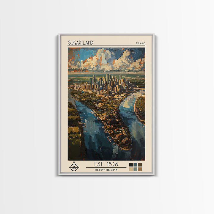 Sugar Land Travel Poster, Canvas Print, City Travel Poster, Travel Wall Decor, Art Print, Landscape Art, Travel Wall Art, Poster Art