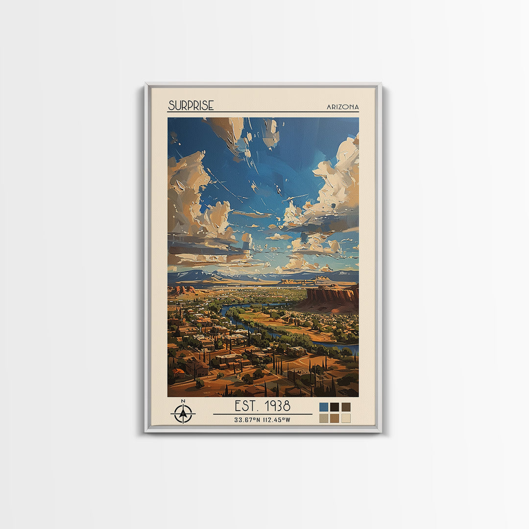 Surprise Travel Poster, Canvas Print, Travel Prints, Landscape Art, Vintage City Poster, Travel Print, Wall Art, Retro Travel Poster