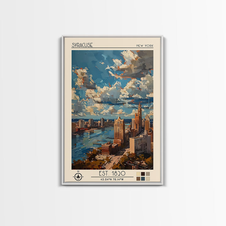 Syracuse Travel Poster, Framed Canvas Print, Vintage Travel Print, City Wall Art, Travel Print, Vintage Travel, Living Room Wall Art