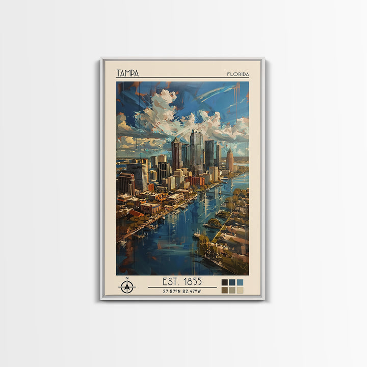 Tampa Travel Poster, Canvas Print, City Travel Poster, Vintage City Poster, Living Room Wall Art, City Art Print, Vintage Travel Art