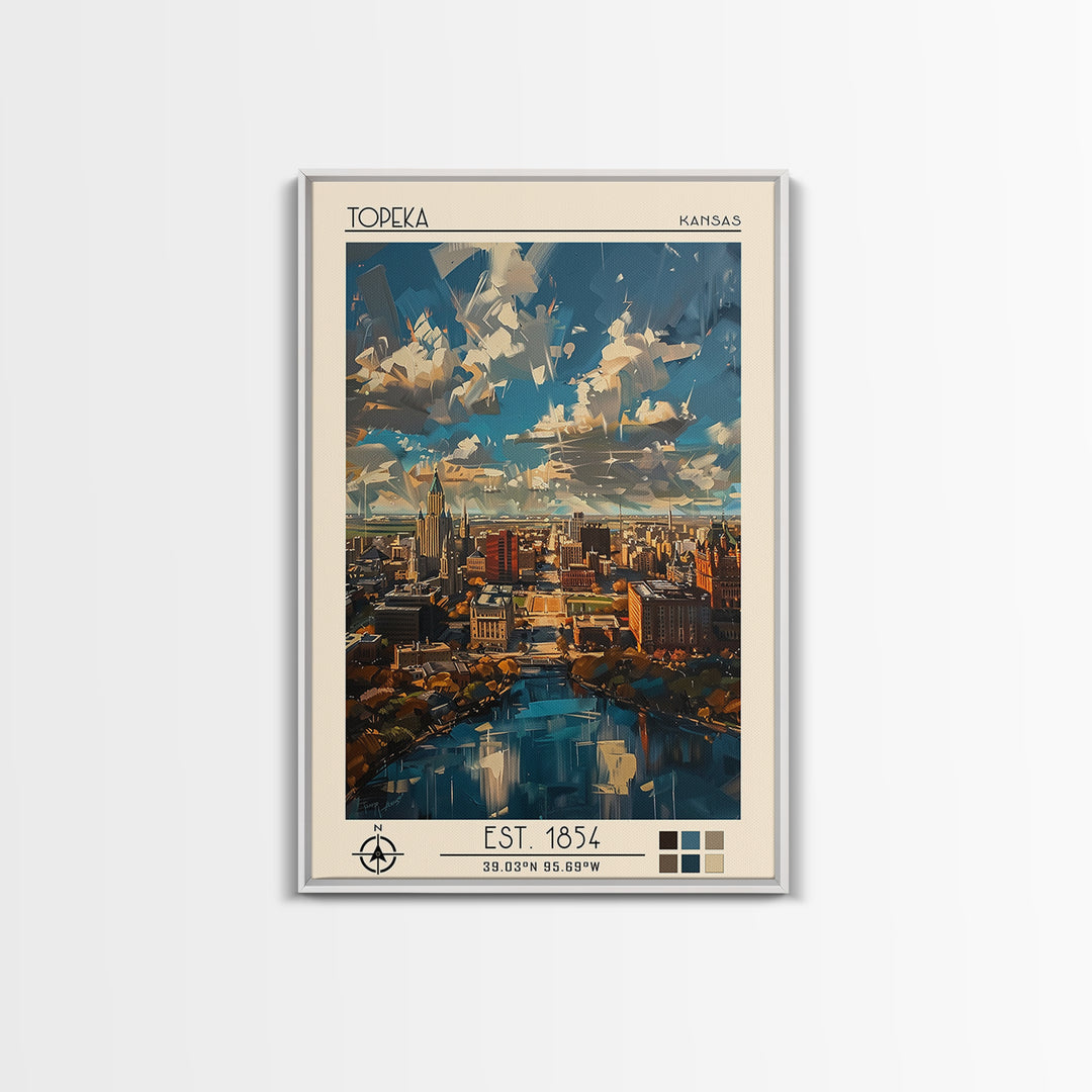 Topeka Travel Poster, Framed Canvas Print, City Travel Poster, Travel Wall Decor, Fine Art Print, Poster Art, Wall Art, Travel Print
