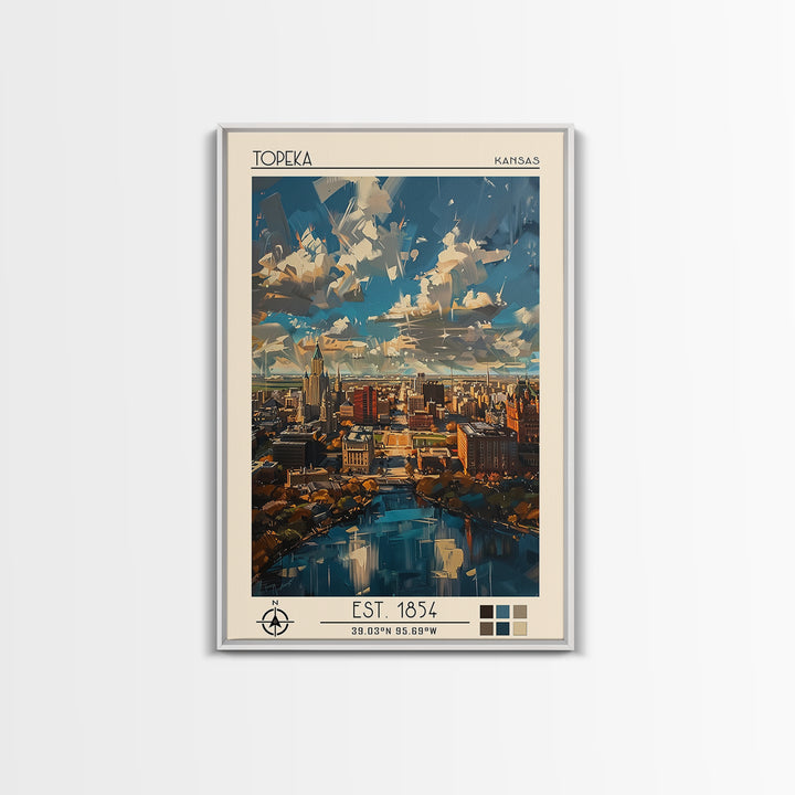 Topeka Travel Poster, Framed Canvas Print, City Travel Poster, Travel Wall Decor, Fine Art Print, Poster Art, Wall Art, Travel Print