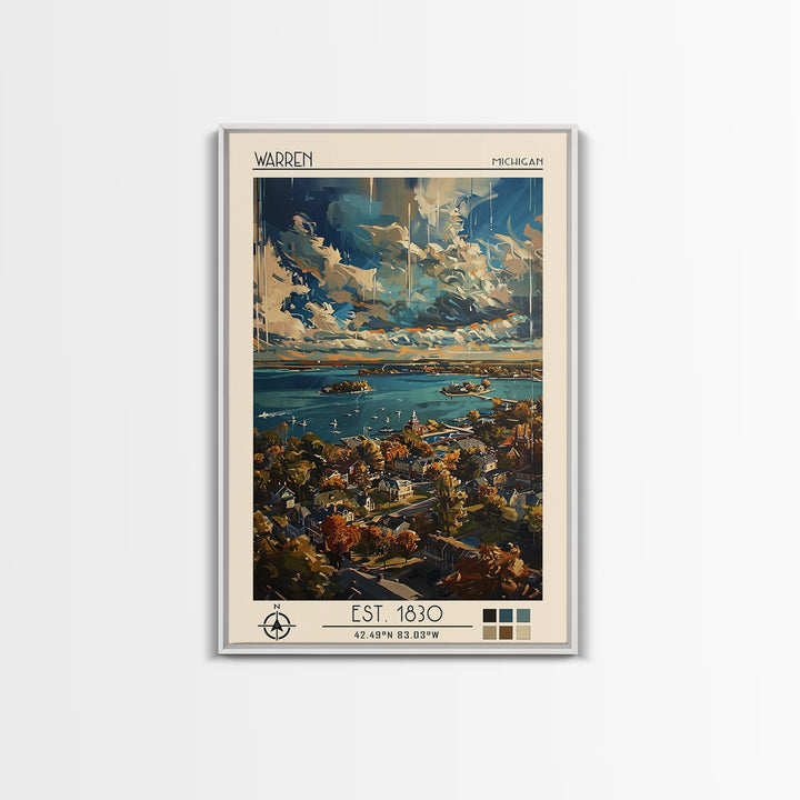 Warren Travel Poster, Framed Canvas Print, Retro Wall Art, Travel Print, Poster Art, Wanderlust Gift, Travel Decor, Gallery Wall Set