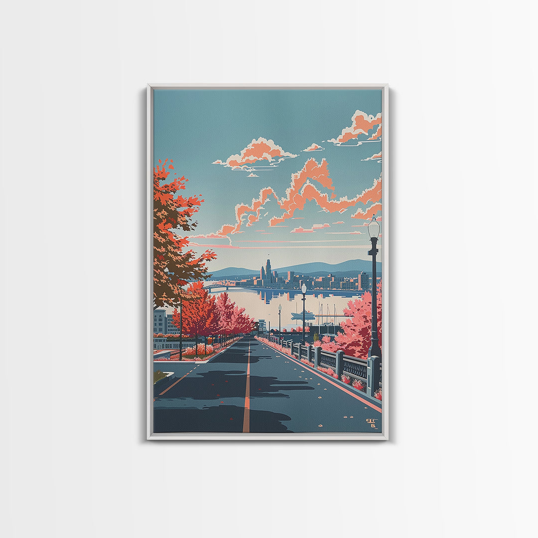 Albany Travel Poster, Framed Canvas Print, Retro Wall Art, Travel Print, Modern Wall Decor, Travel Wall Art, Wall Art, City Wall Art