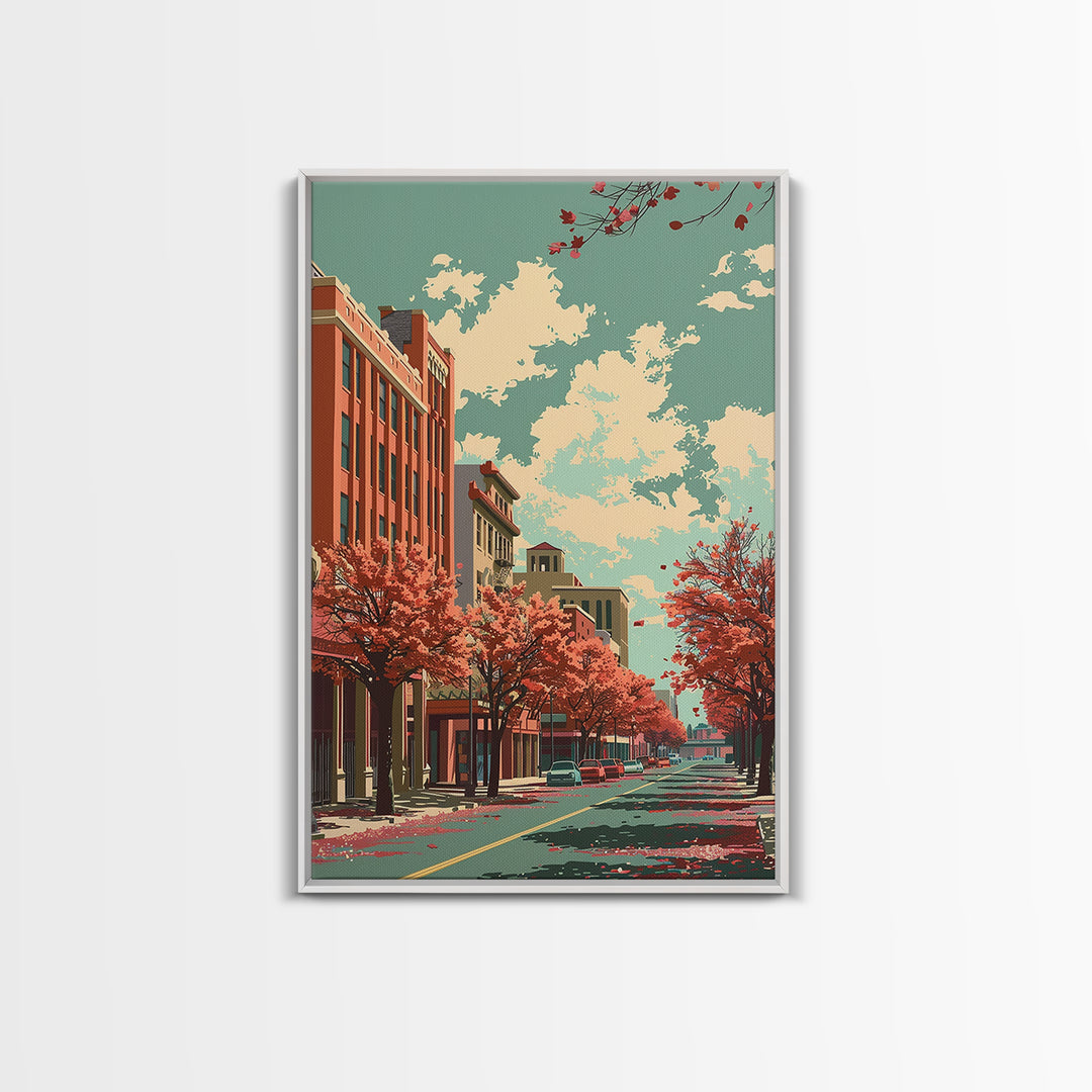 Amarillo Travel Poster, Framed Canvas Print, Retro Travel Poster, City Wall Art, Retro Travel Print, Vintage Travel, Vintage Posters