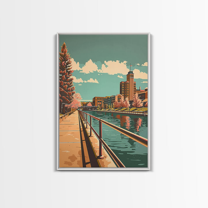 Aurora Illinois Travel Poster, Canvas Print, Travel Prints, Landscape Art, Living Room Wall Art, Modern Wall Decor, Gallery Wall Set