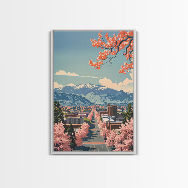 Boulder Travel Poster, Framed Canvas Print, Retro Wall Art, Travel Print, Modern Wall Decor, Travel Wall Decor, Living Room Wall Art