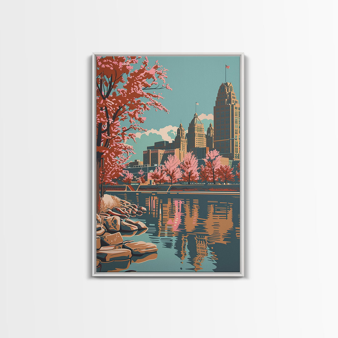 Buffalo Travel Poster, Canvas Print, Travel Prints, Landscape Art, Wanderlust Gift, Vintage Travel Print, Travel Posters, Poster Art