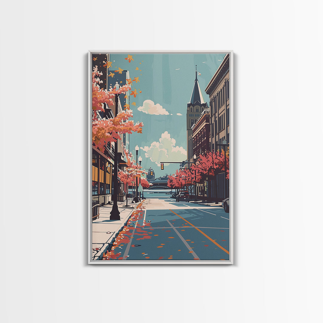 Cedar Rapids Travel Poster, Canvas Print, Travel Wall Art, City Wall Art, Minimalist Poster, City Illustration, Living Room Wall Art