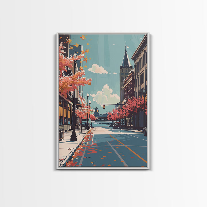 Cedar Rapids Travel Poster, Canvas Print, Travel Wall Art, City Wall Art, Minimalist Poster, City Illustration, Living Room Wall Art