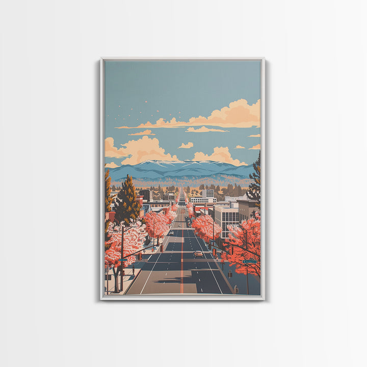 Chico Travel Poster, Framed Canvas Print, City Travel Poster, Travel Wall Art, Modern Wall Decor, Poster Print, Living Room Wall Art