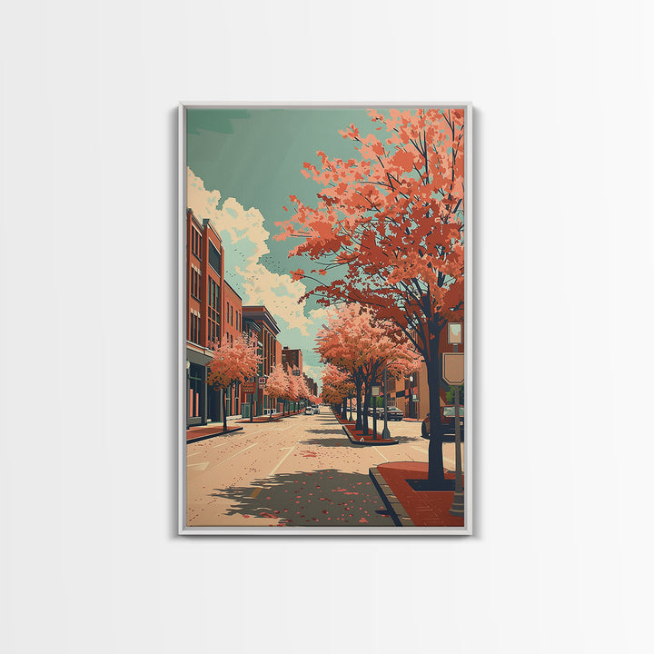 Clarksville Travel Poster, Framed Canvas Print, Travel Prints, Landscape Art, Mid Century Wall Art, Retro Wall Art, Gallery Wall Set