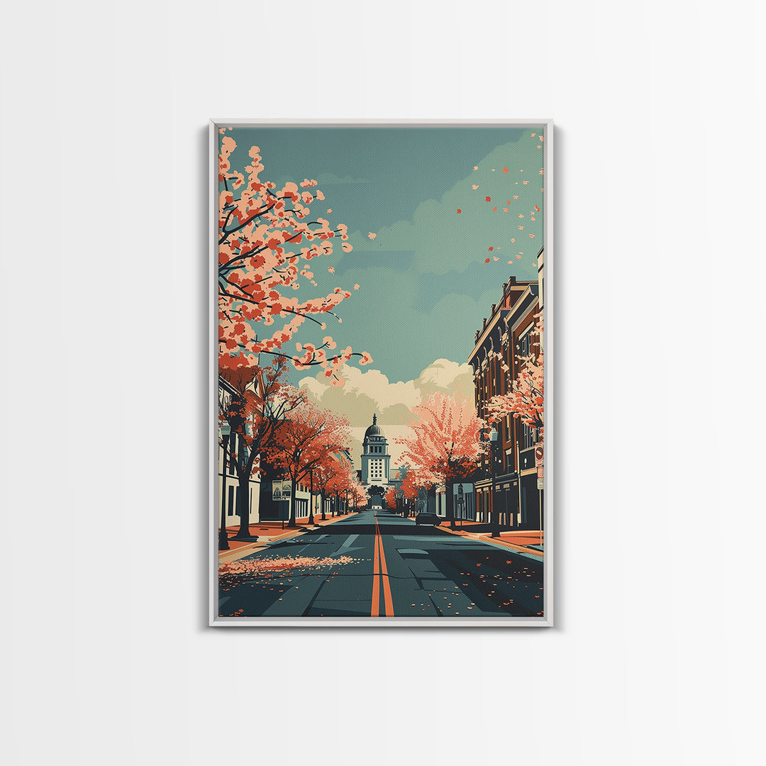 Columbia Missouri Travel Poster, Canvas Print, Travel Wall Art, City Wall Art, Retro Travel Print, Fine Art Print, Colorful Wall Art