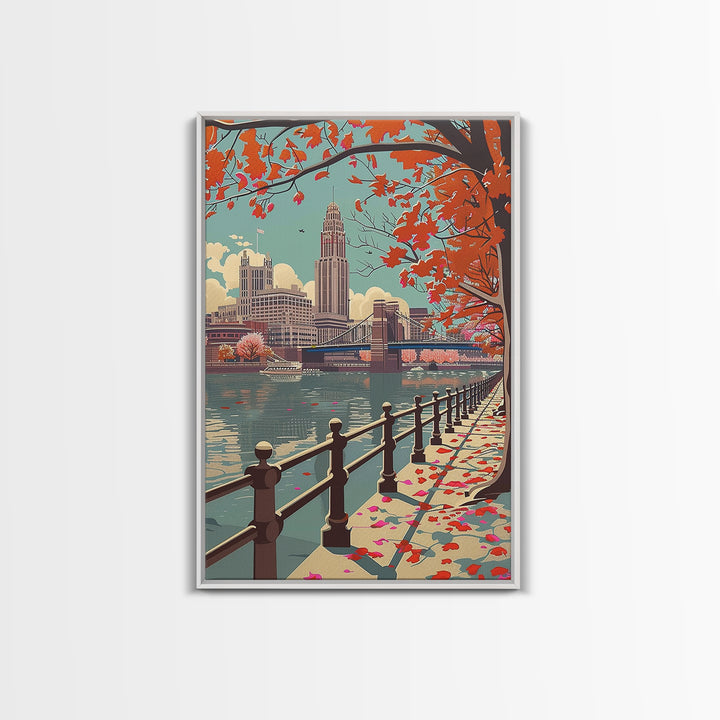 Columbus Travel Poster, Canvas Print, Travel Wall Art, City Wall Art, Travel Prints, Poster Print, Travel Posters, Home Office Decor