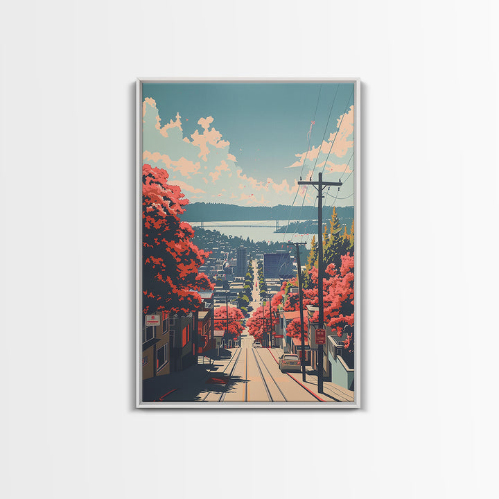Daly City Travel Poster, Framed Canvas Print, Retro Travel Poster, City Wall Art, Landscape Art, Travel Art Print, Colorful Wall Art
