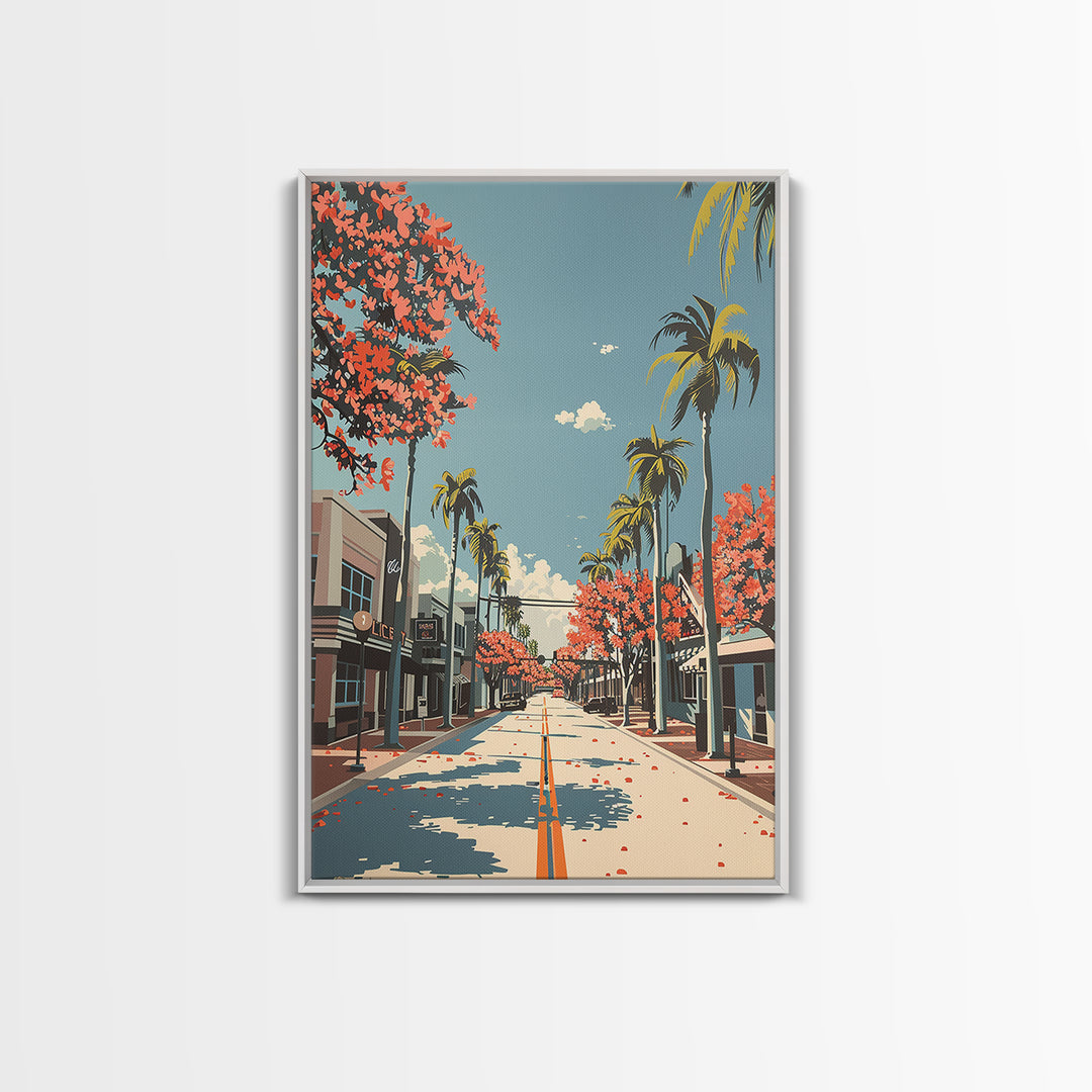 Davie Travel Poster, Framed Canvas Print, Retro Travel Poster, City Wall Art, Retro Travel Print, Wanderlust Gift, City Illustration