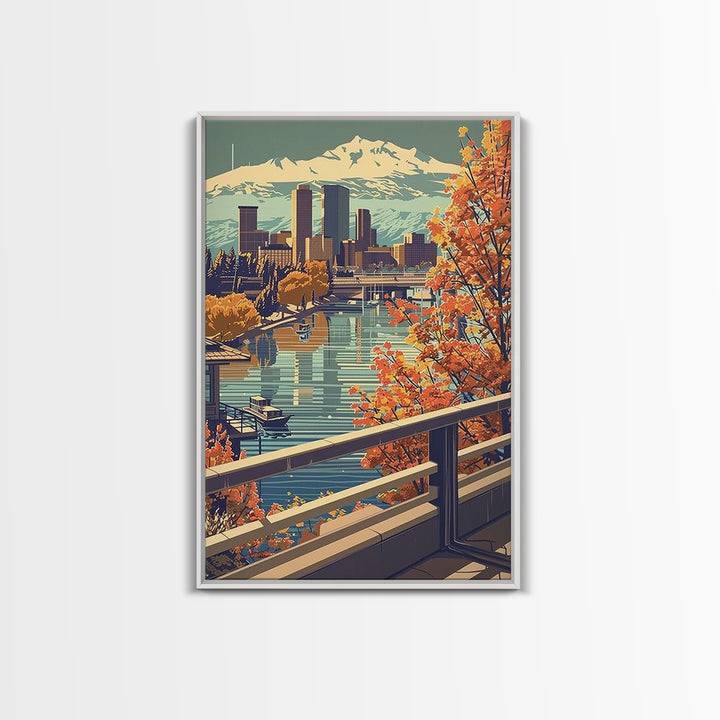 Denver Travel Poster, Framed Canvas Print, Vintage Travel Print, City Wall Art, Gallery Wall Set, Travel Wall Art, Minimalist Poster