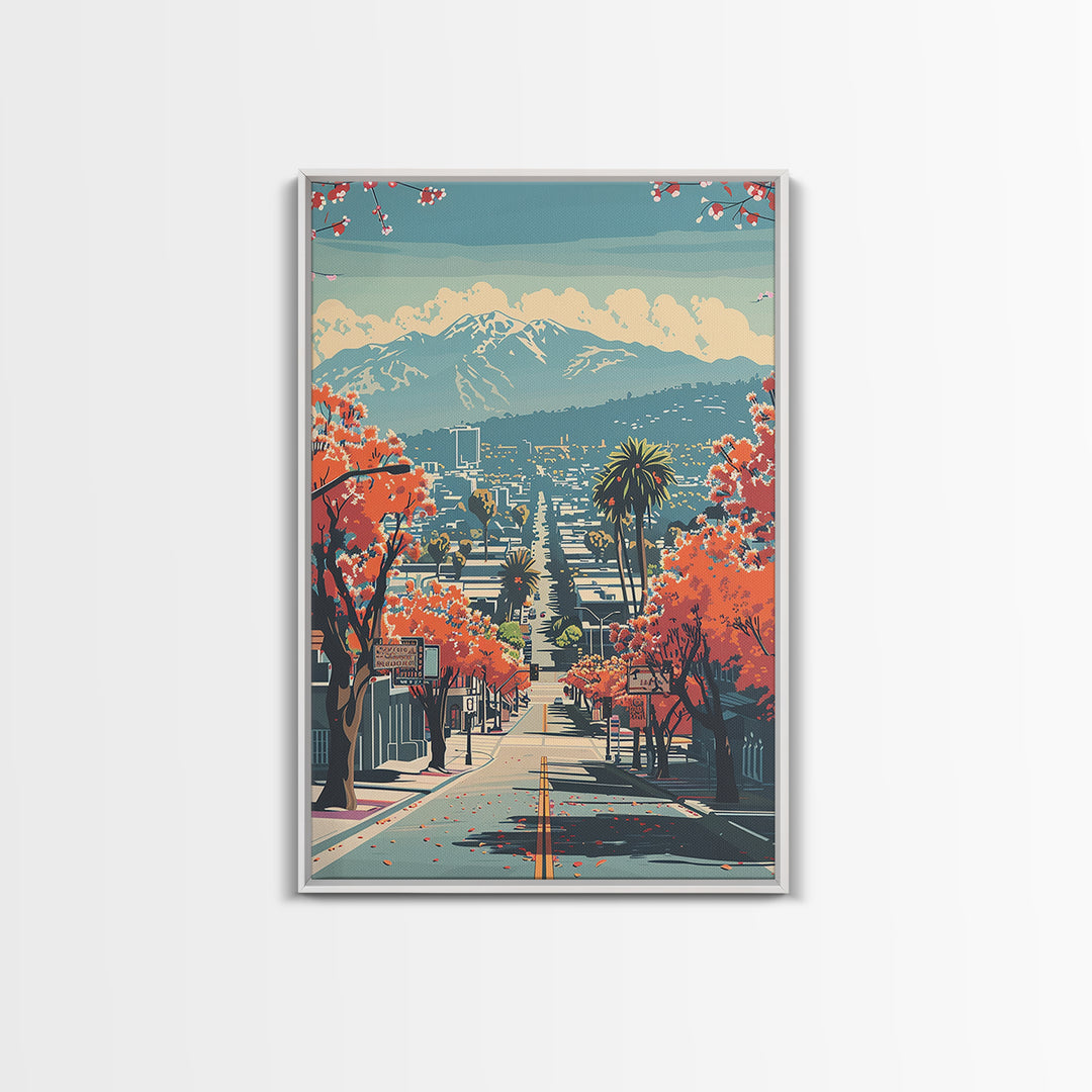 El Monte Travel Poster, Framed Canvas Print, City Travel Poster, Travel Wall Art, Watercolor Cityscape, City Illustration, Art Print