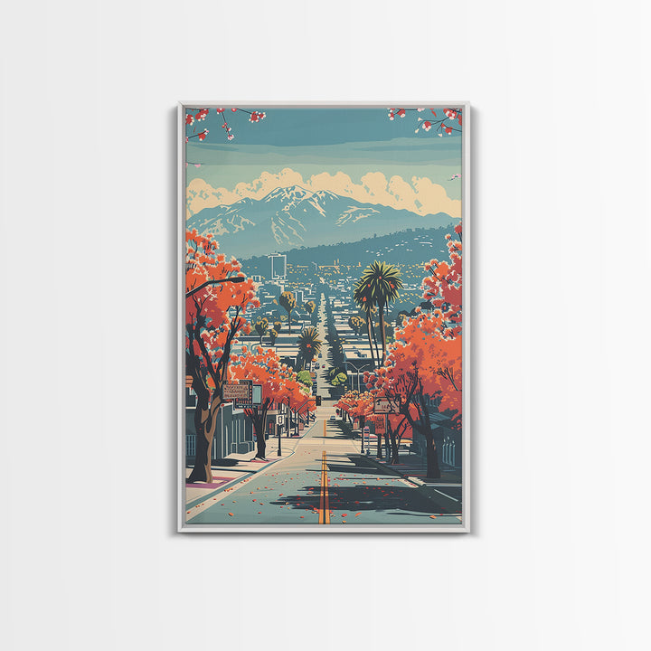 El Monte Travel Poster, Framed Canvas Print, City Travel Poster, Travel Wall Art, Watercolor Cityscape, City Illustration, Art Print