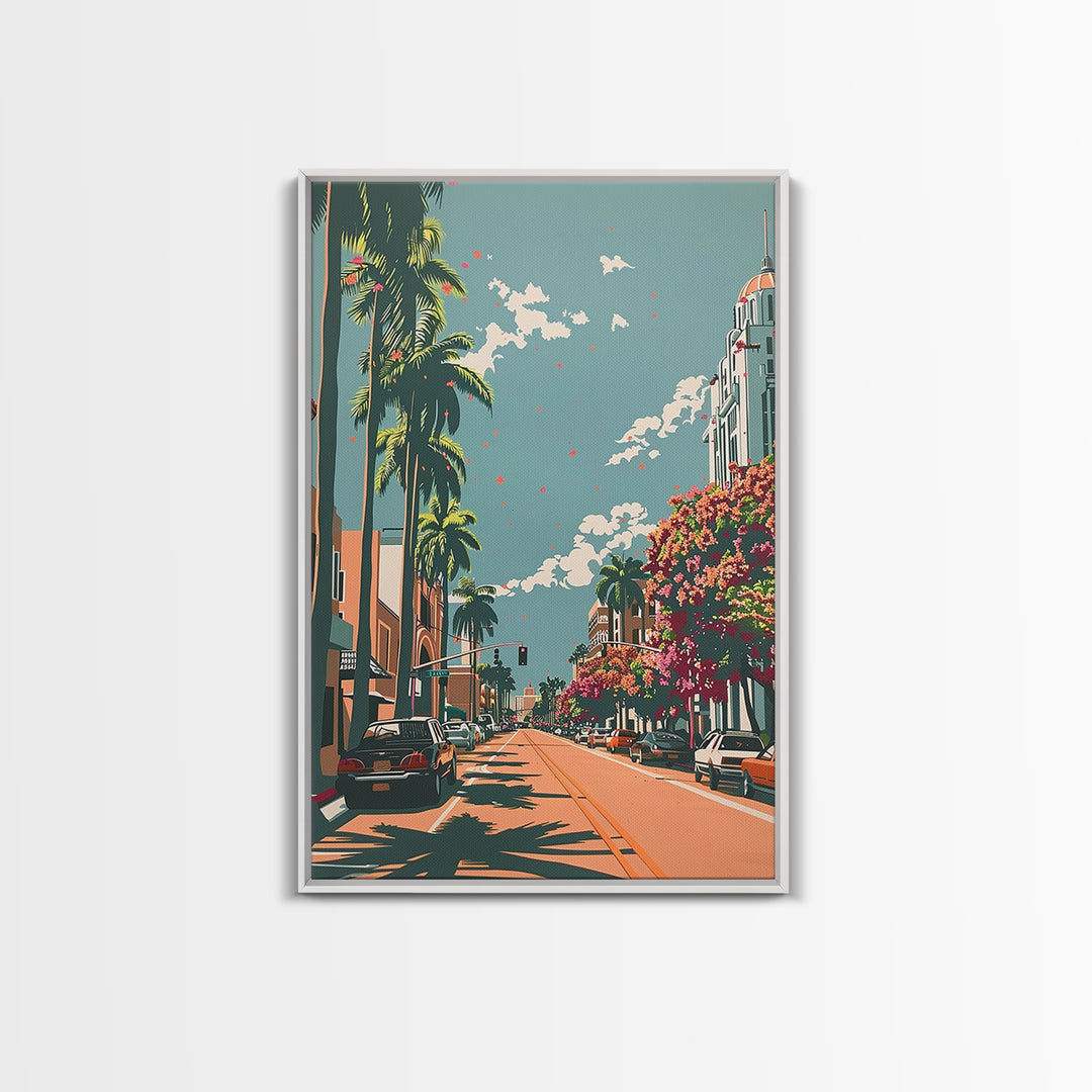 Hollywood Travel Poster, Canvas Print, City Travel Poster, Travel Wall Art, Wanderlust Gift, Minimalist Poster, Living Room Wall Art
