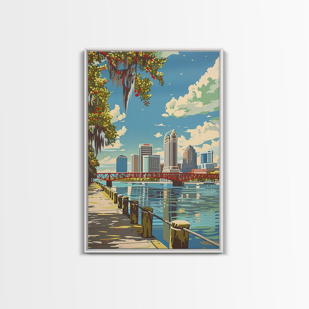 Jacksonville Travel Poster, Framed Canvas Print, City Travel Poster, Travel Wall Decor, Travel Art Print, City Art Print, Poster Art