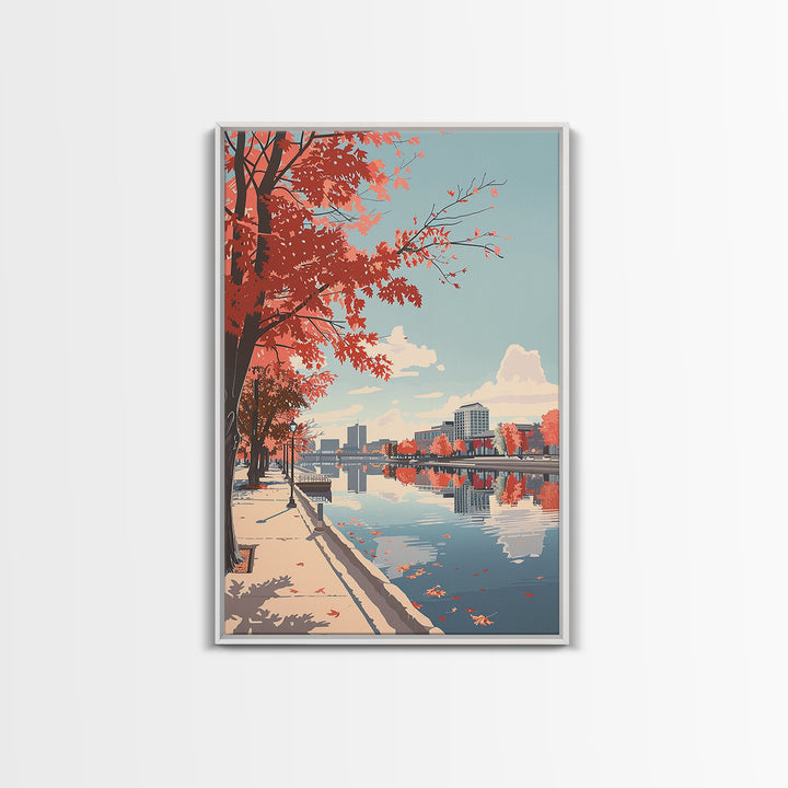 Lansing Travel Poster, Framed Canvas Print, Travel Prints, Landscape Art, Art Print, Gallery Wall Set, Poster Print, Wanderlust Gift