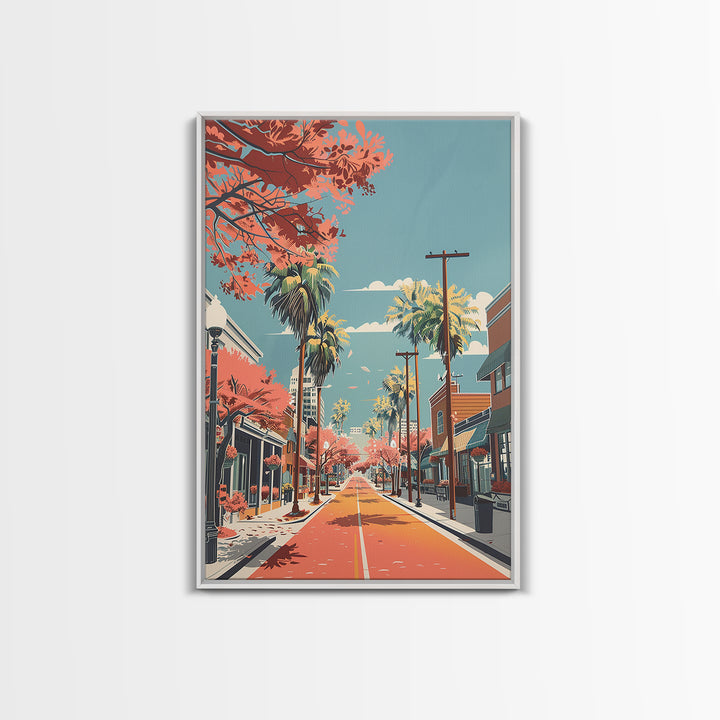 League City Travel Poster, Framed Canvas Print, Travel Prints, Landscape Art, Travel Art Print, Vintage Travel Print, Fine Art Print