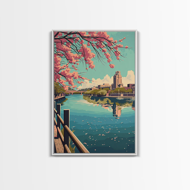 Little Rock Travel Poster, Framed Canvas Print, Retro Travel Poster, City Wall Art, Retro Wall Art, Living Room Wall Art, Home Decor