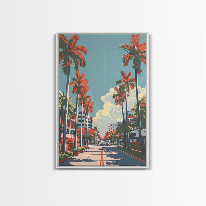 Miami Gardens Travel Poster, Framed Canvas Print, Vintage Travel Print, City Wall Art, Vintage Poster, Wanderlust Gift, Travel Print