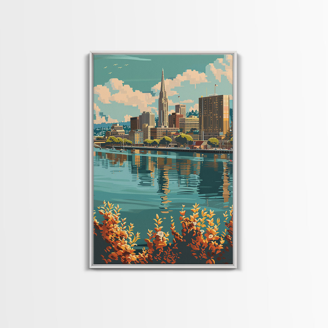 Oakland Travel Poster, Canvas Print, City Travel Poster, Travel Wall Decor, Living Room Wall Art, Gallery Wall Set, Travel Art Print