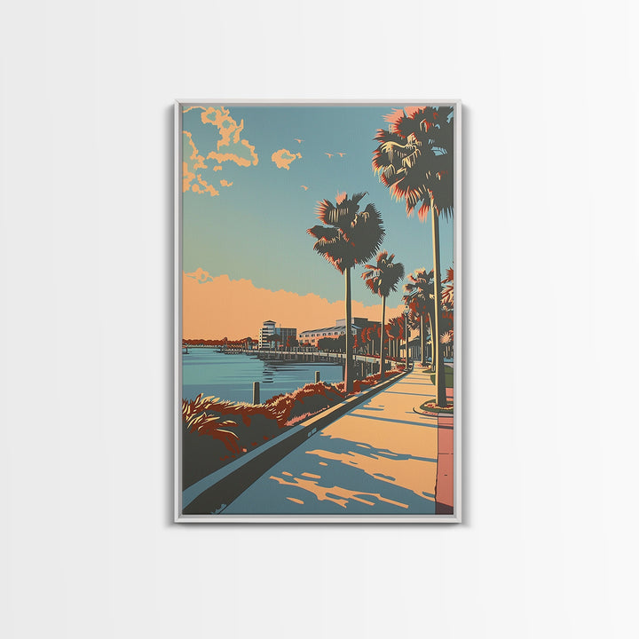 Palm Bay Travel Poster, Framed Canvas Print, Retro Travel Poster, City Wall Art, Wall Art, Poster Print, Travel Prints, Travel Print