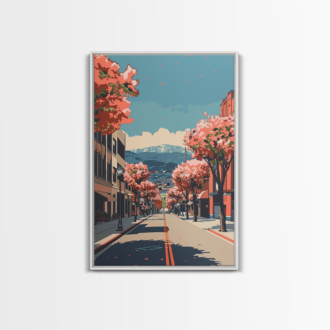 Pomona Travel Poster, Framed Canvas Print, Travel Wall Art, City Wall Art, Gallery Wall Set, Watercolor Cityscape, Modern Wall Decor