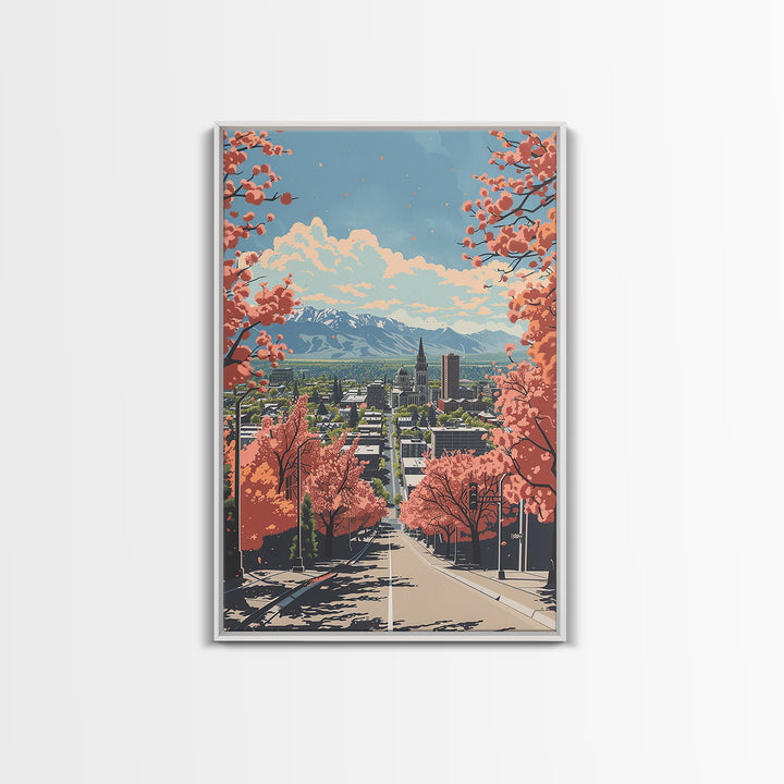 Provo Travel Poster, Framed Canvas Print, City Travel Poster, Vintage City Poster, Landscape Art, Vintage Travel Art, Vintage Travel