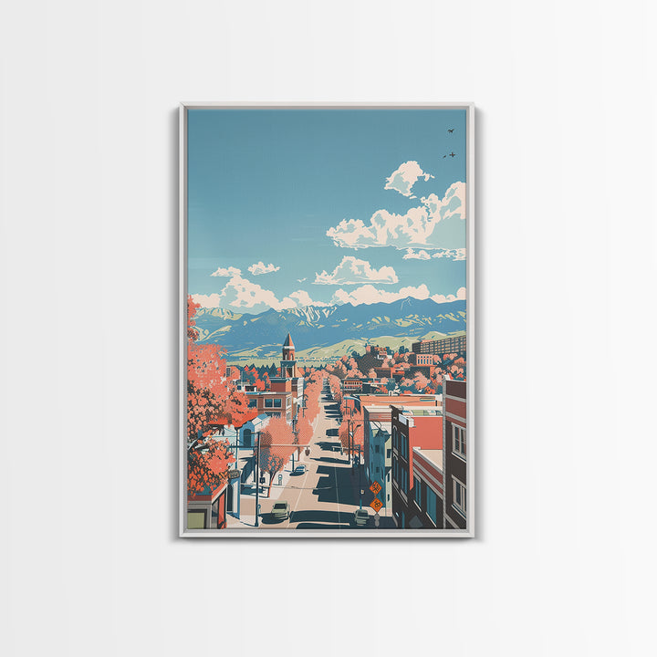 Pueblo Travel Poster, Framed Canvas Print, Travel Wall Decor, Minimalist Poster, City Art Print, City Illustration, Travel Art Print