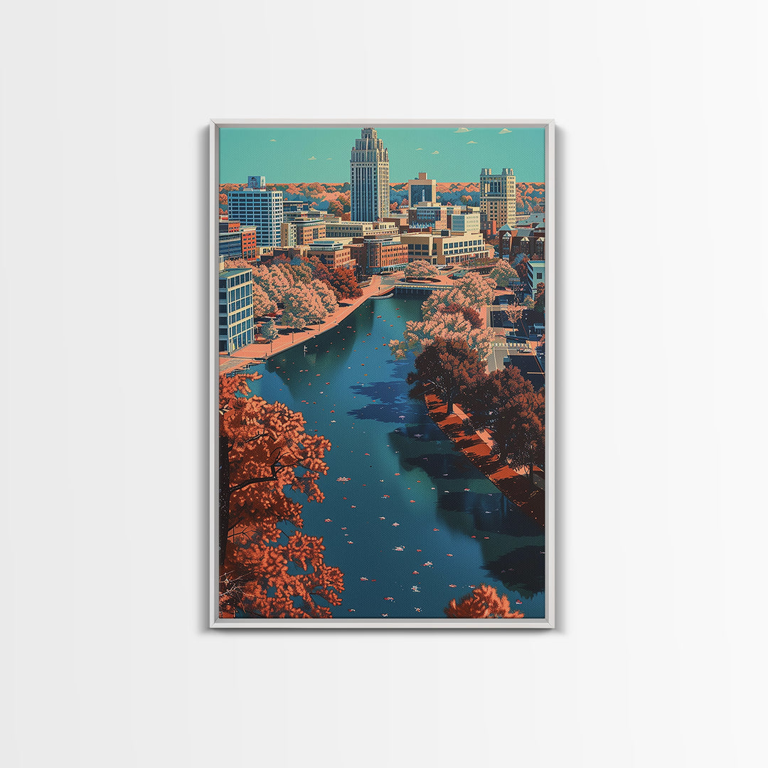 Raleigh Travel Poster, Framed Canvas Print, Travel Art Print, Modern Wall Decor, Home Office Decor, Travel Posters, Gallery Wall Set