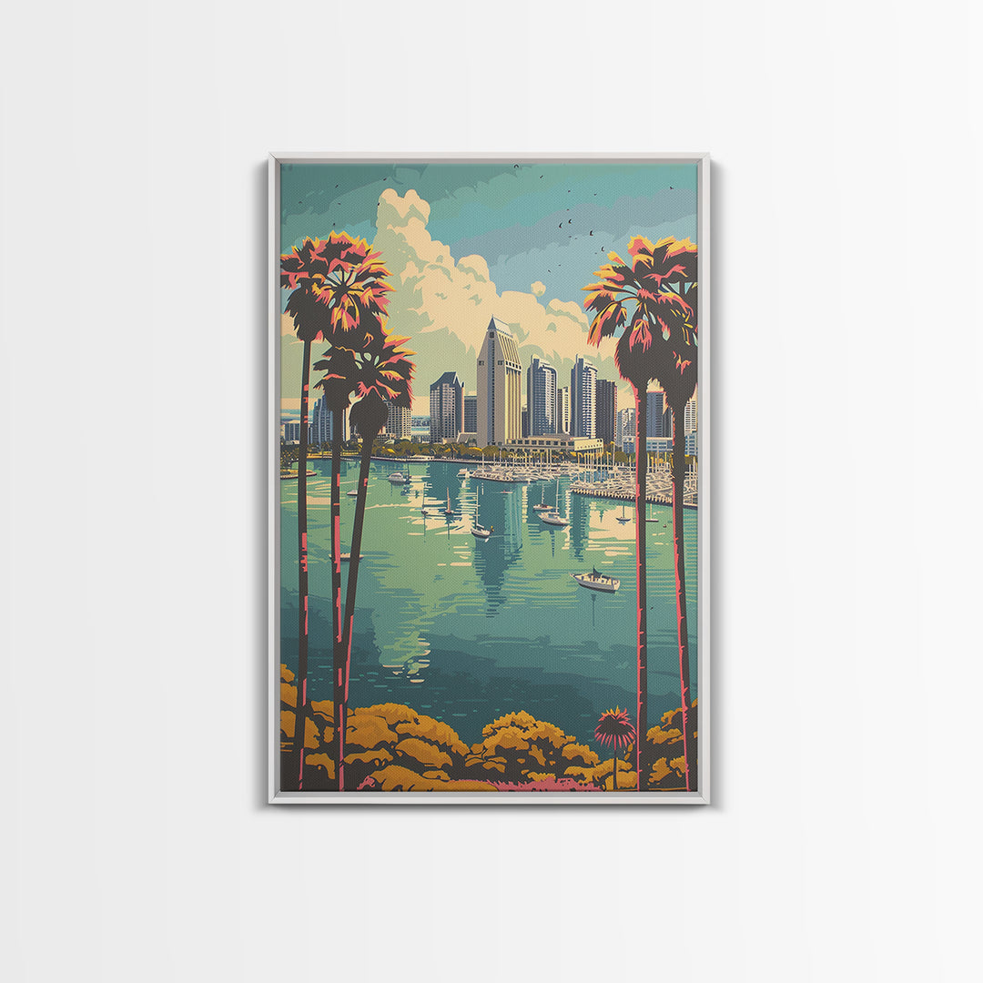 San Diego Travel Poster, Canvas Print, Travel Prints, Landscape Art, Poster Print, City Illustration, City Art Print, Vintage Poster