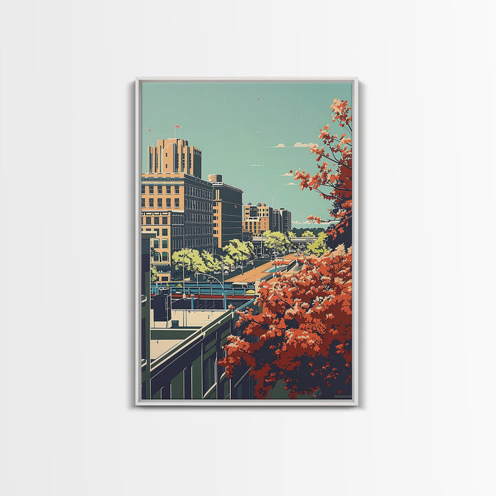 Shreveport Travel Poster, Canvas Print, City Travel Poster, Vintage City Poster, Mid Century Wall Art, City Art Print, Landscape Art