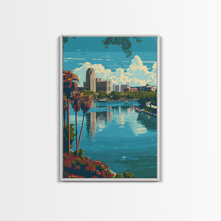 Tallahassee Travel Poster, Framed Canvas Print, Retro Travel Poster, City Wall Art, Travel Decor, Home Office Decor, Travel Wall Art