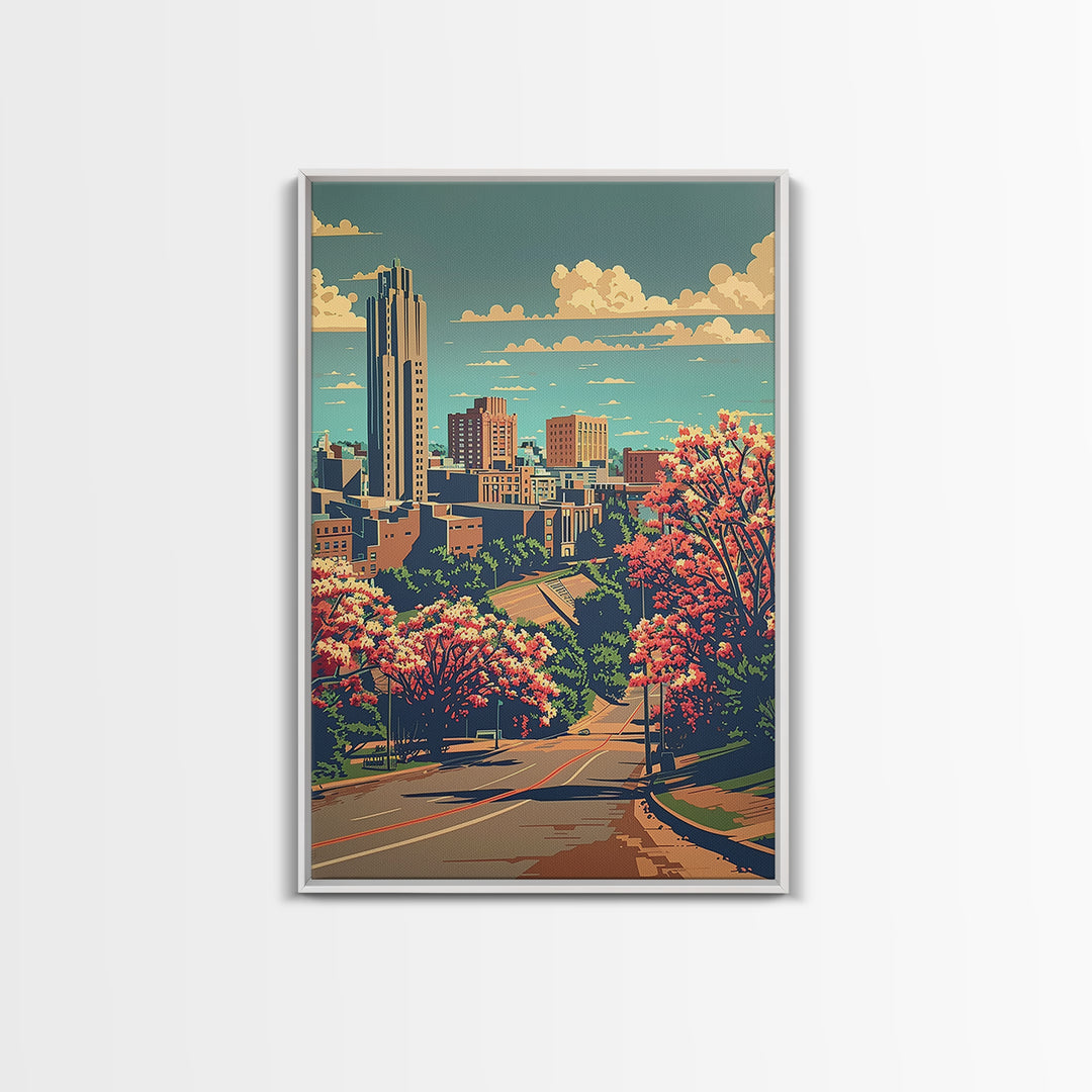 Tulsa Travel Poster, Framed Canvas Print, City Travel Poster, Travel Wall Art, Living Room Wall Art, Retro Travel Poster, Home Decor