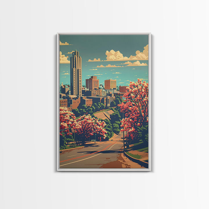 Tulsa Travel Poster, Framed Canvas Print, City Travel Poster, Travel Wall Art, Living Room Wall Art, Retro Travel Poster, Home Decor