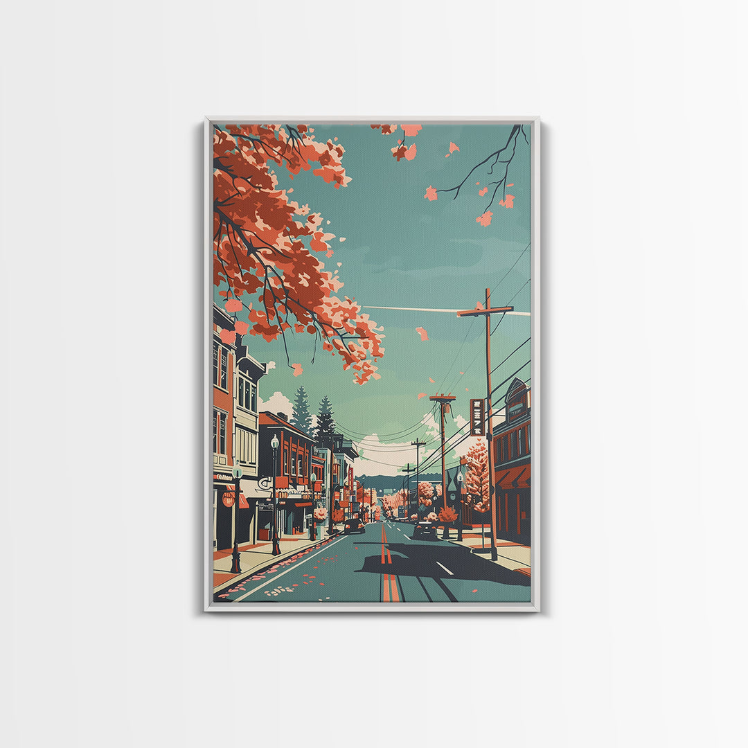 Warren Travel Poster, Framed Canvas Print, City Travel Poster, Travel Wall Art, Modern Wall Decor, City Wall Art, Retro Travel Print