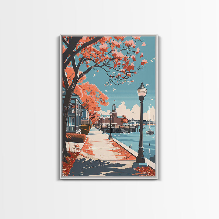 Wilmington Travel Poster, Framed Canvas Print, Retro Travel Poster, City Wall Art, Travel Posters, City Illustration, Fine Art Print