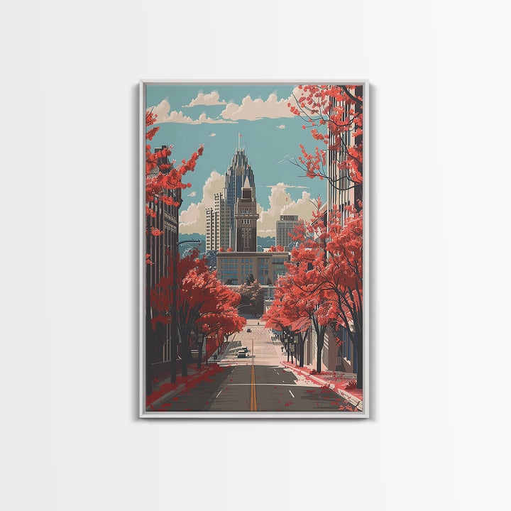 Winston-Salem Travel Poster, Framed Canvas Print, Retro Travel Poster, City Wall Art, Art Print, Travel Prints, Vintage Travel Print
