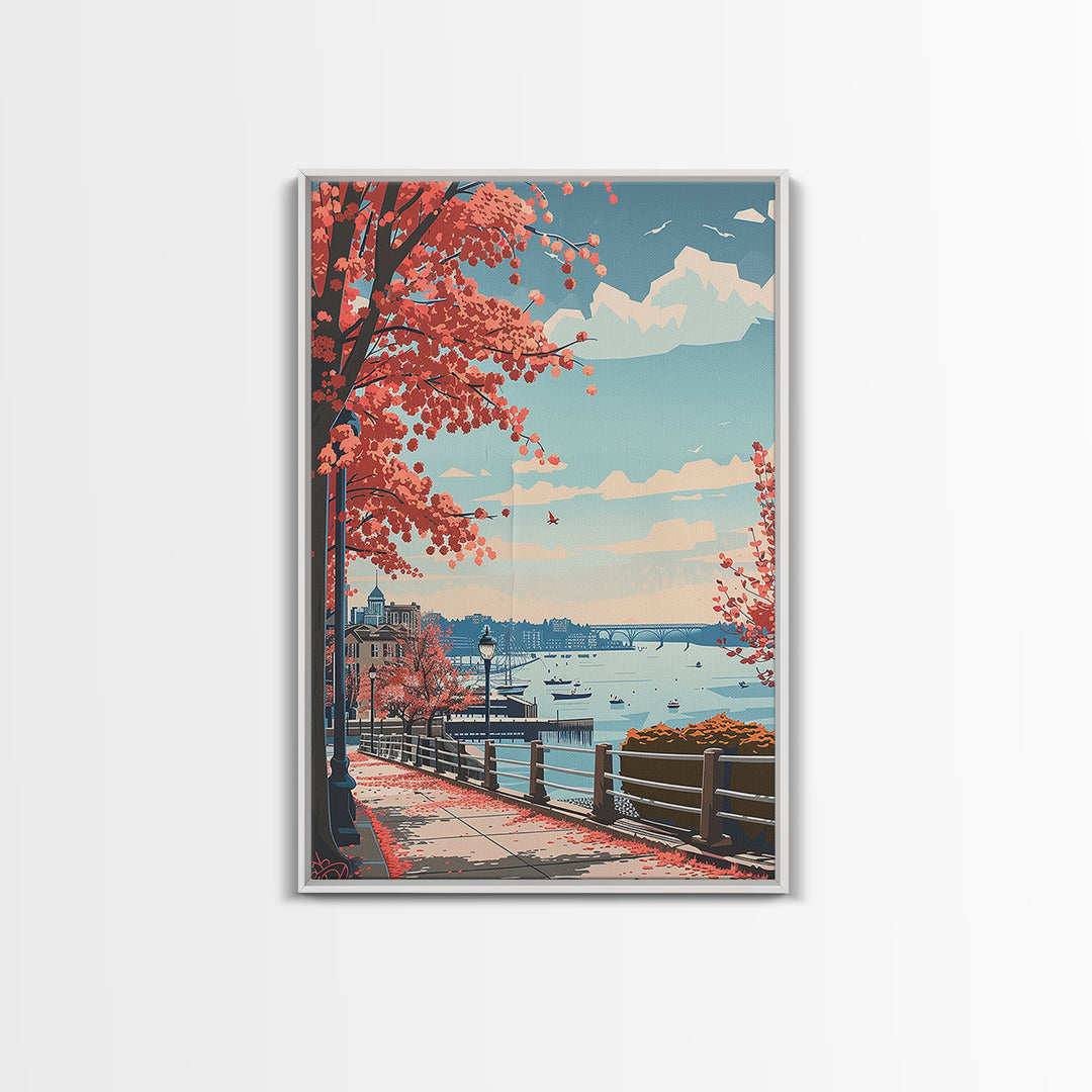 Woodbridge Travel Poster, Framed Canvas Print, City Art Print, Travel Wall Art, Travel Wall Decor, Travel Prints, Retro Travel Print