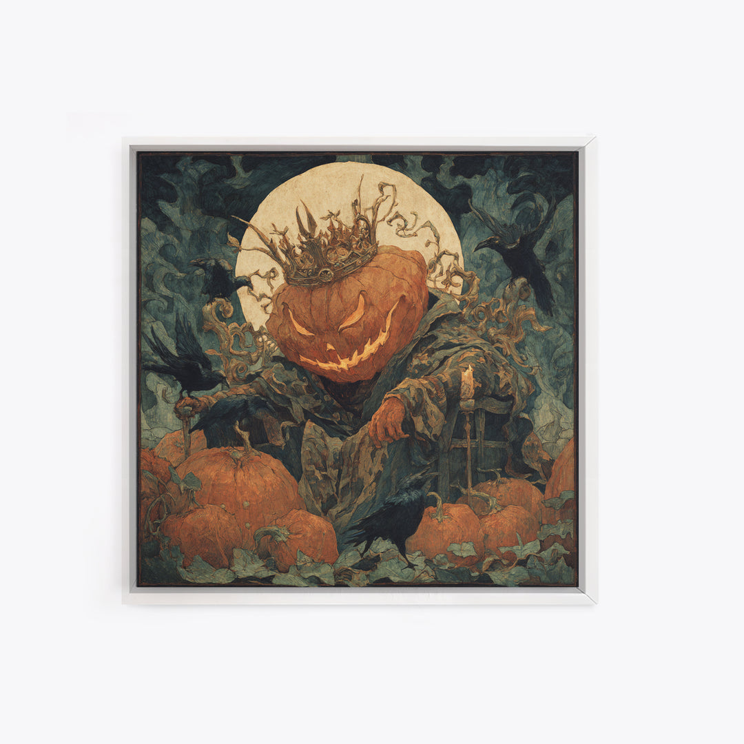 The Jack-O'-Lantern King, Dark Symbolist Art, Square Wall Art, Dark Fantasy Wall Art, Framed Canvas Print, Halloween Wall Art