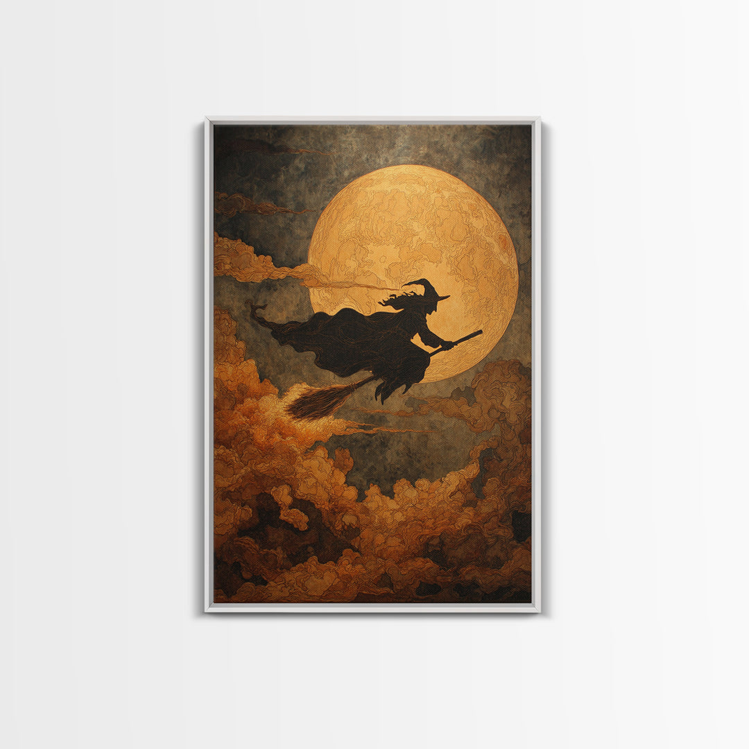 The Moonlit Witch, Visionary Gothic Art, Vertical Wall Art, Dark Fantasy Wall Art, Canvas Print, Halloween Wall Art, Macabre Wall Art