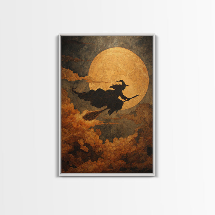 The Moonlit Witch, Visionary Gothic Art, Vertical Wall Art, Dark Fantasy Wall Art, Canvas Print, Halloween Wall Art, Macabre Wall Art