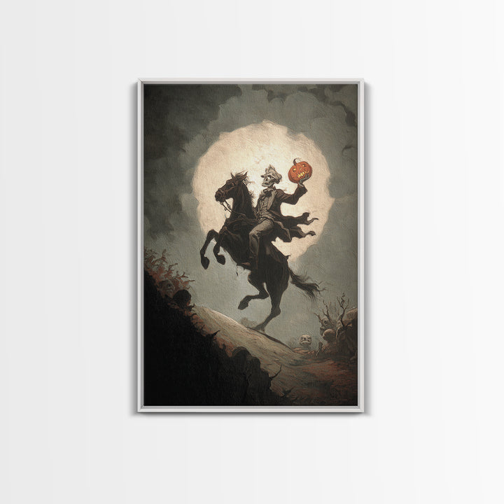 The Headless Horseman, Gothic Nightmare Art, Vertical Wall Art, Dark Halloween Decor, Canvas Print, Halloween Wall Art